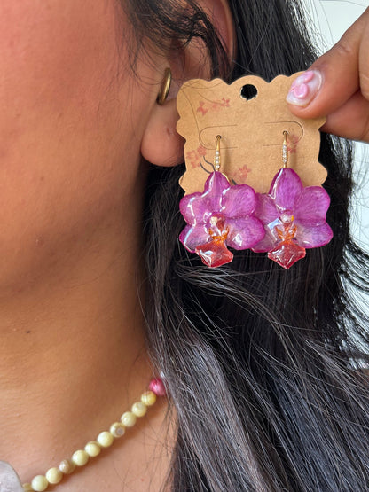 Fuchsia orchid earrings