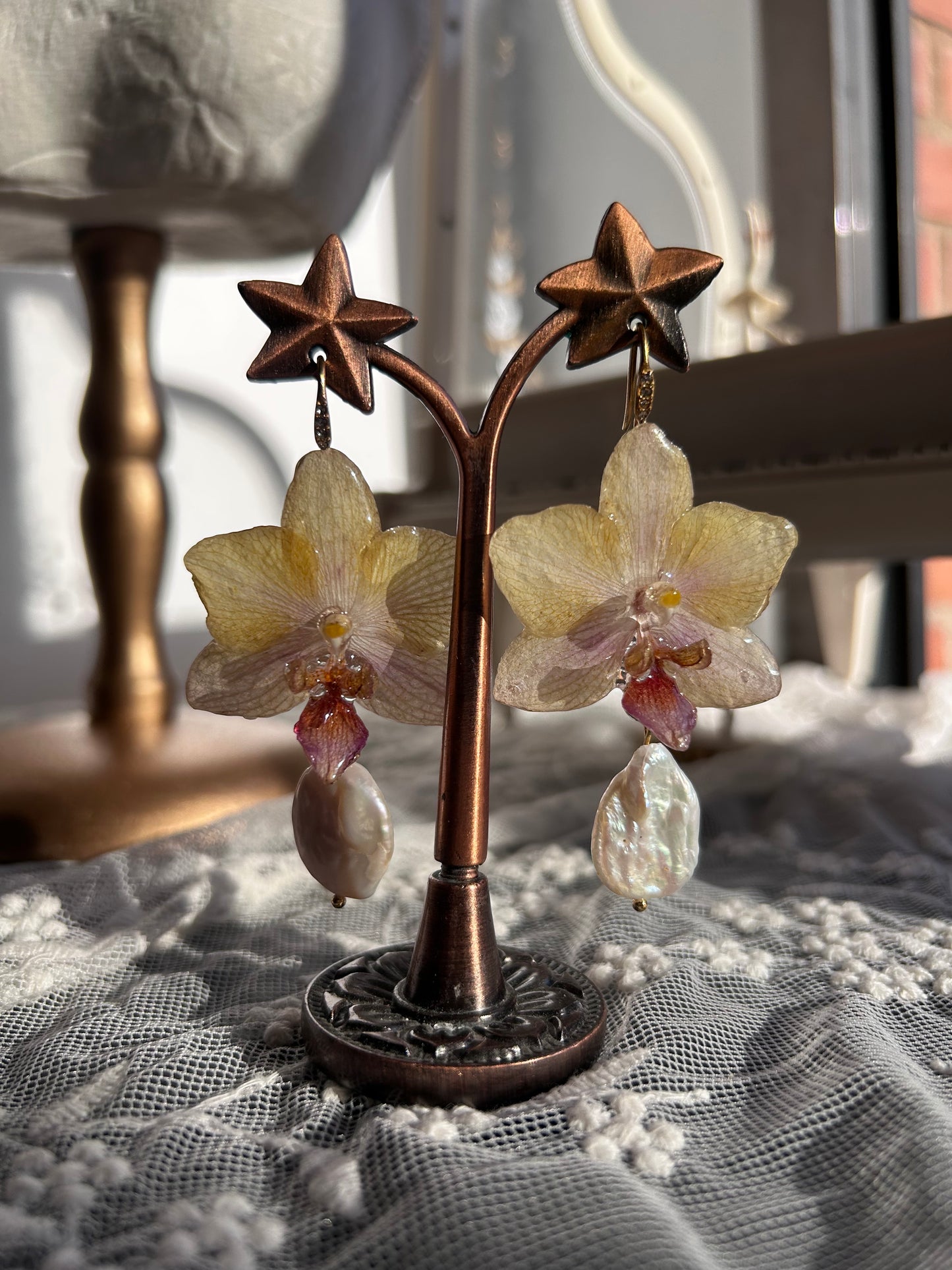 Pastel orchid earrings