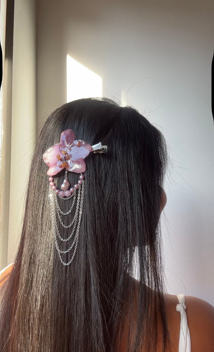Hair clip Phalaenopsis pink