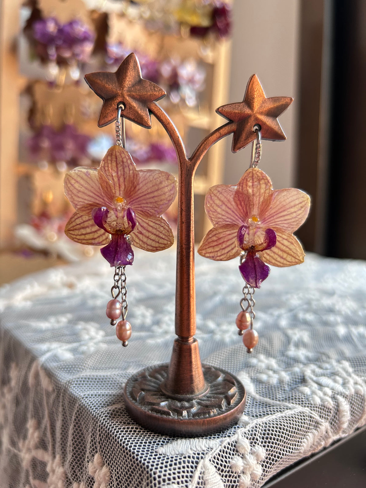 Pendientes Phalaenopsis mini silver