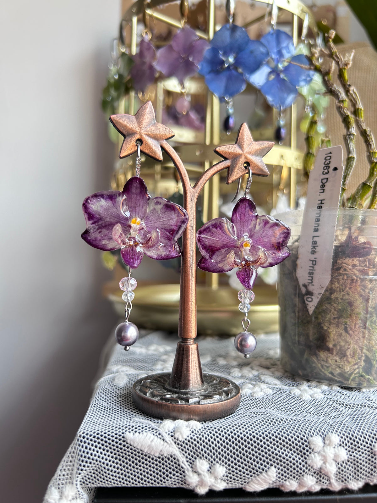 Pendientes orchid mini purple